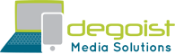 Das degoist Logo zeigt einen Laptop und ein Smartphone und daneben den Schriftzug degoist Media Solutions